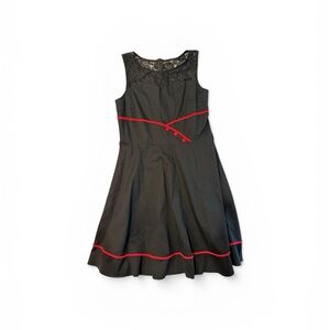 Rockabilly Lace Fit-and-Flare Dress with Red Trim and Lace Too